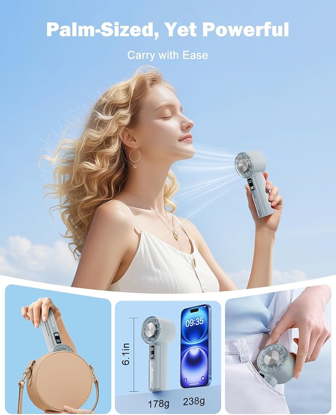 AMACOOL Handheld Fan with Ice Cooler, Mini Portable Cooling Fan | Gifts for Mom Her Women Girl, Small Yet Powerful, Personal Hand Fans for Men Travel Essentials Beach Outdoor Makeup - Image 5