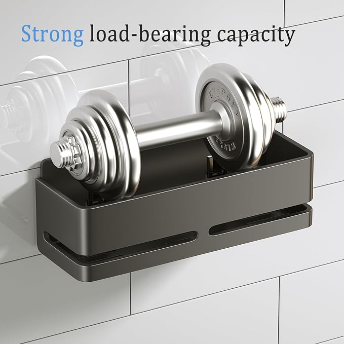 Bathroom Shower Caddy,No Drill Shower Shelves(5-piece Set-Grey) | Wall-mounted shelf with soap dish and toothbrush holder, ideal for bathroom storage and also suitable for kitchen - Image 7