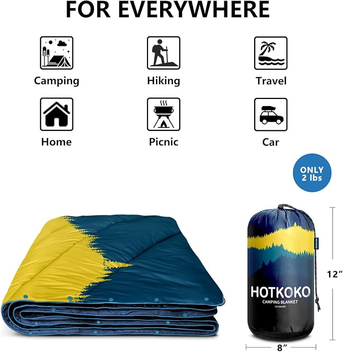 Puffy Camping Blanket,Large Camp Blanket Outdoor Camping Quilt Waterproof | Lightweight Printed Warm Packable Down Alternative Blanket for Camping,Traveling, Stadium, Hiking, Picnics - Image 4
