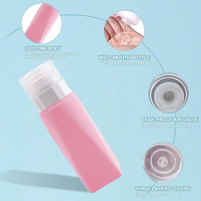 Travel Bottles Leak Proof,3 oz TSA Approved Silicone Squeezable, Refillable Containers Set for Toiletries Shampoo Conditioner Lotion - Image 6