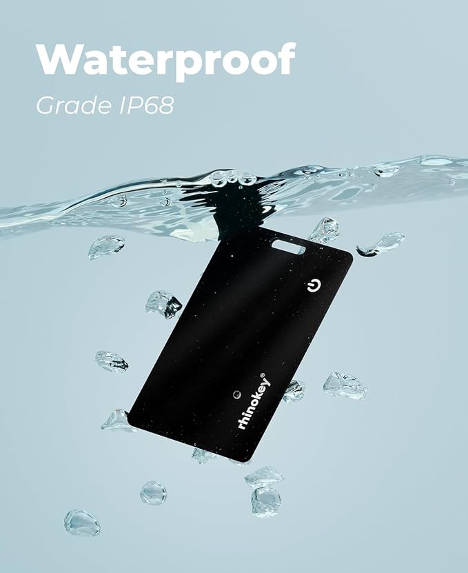 Rhinokey® Apple MFi Certified Wallet Tracker Card Works with Apple Find My | (iOS Only) Slim 0.07in Rechargeable IP68 Waterproof Tracker Item Finder Credit Card Tracker with Keychain Hole for Luggage - Image 7