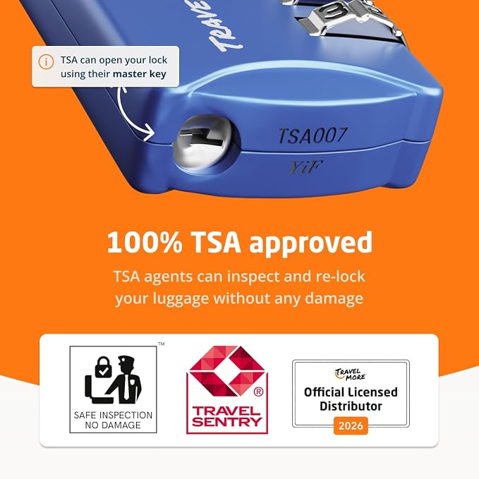Luggage Locks TSA Approved, 4-Digit Travel Combination Locks | TSA Accepted, Easy to Use, Compact, Lightweight, Durable, Zinc Alloy Body, for Suitcases, Backpacks, Zippers, 5-Pack, Blue - Image 5
