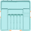 Homecor Silverware Organizer - Expandable Large Kitchen Drawer Organizer Utensil Organizer with 2 Knife Block Inserts, 22"x 19"Cutlery Tray with Drawer Dividers for Kitchen Flatware (Turquoise) by HOMECOR