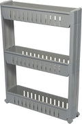 Simplify 3 Tier Slim Slide Out Storage Cart | Multi-Purpose Organization | Rolling | Wheels | Small Space | Laundry Room | Kitchen | Bathroom | Office | Grey by Simplify