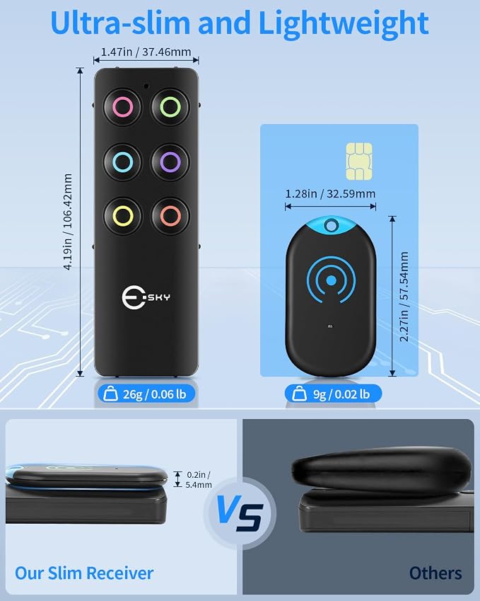 Esky Ultra Slim Key Finder Locator with 80dB Sound and 6 Receivers | Remote Wallet Tracker and Item Locators Beeper Tags for Finding Key, TV Remote, Wallet, Pets and Phone, Gifts for Women - Image 2