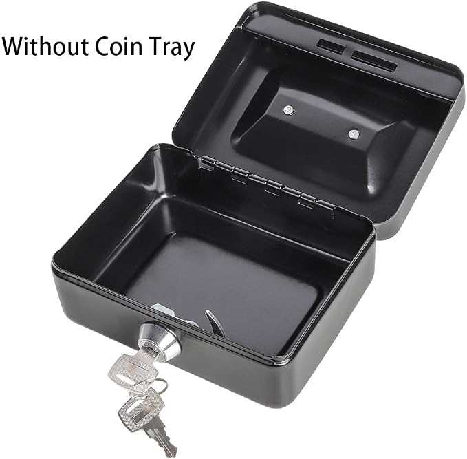 Jssmst X-Small Cash Box with Lock - Money Saving Box for Cash Coins, Small Lock Box for Medication Personal Items, 4.92'' x 3.94'' x 2.28'', Black - Image 7