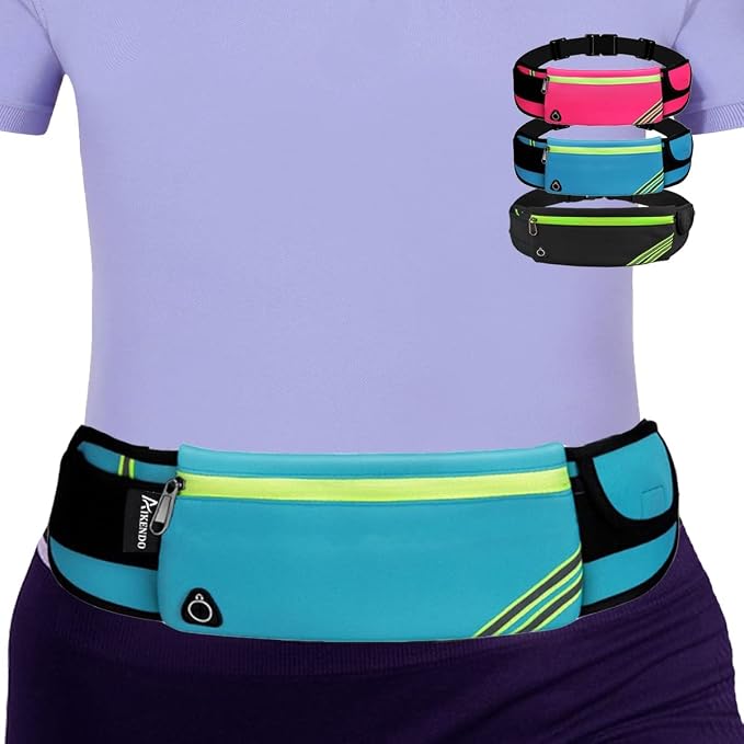AIKENDO Slim Running Belt Fanny Pack Waist Bag Running Phone Holder | Workout Gear, Gym Fitness Pouch for Phone, Jogging Pocket Belt for Women & Men, Running Accessories For All Cell Phones by AIKENDO
