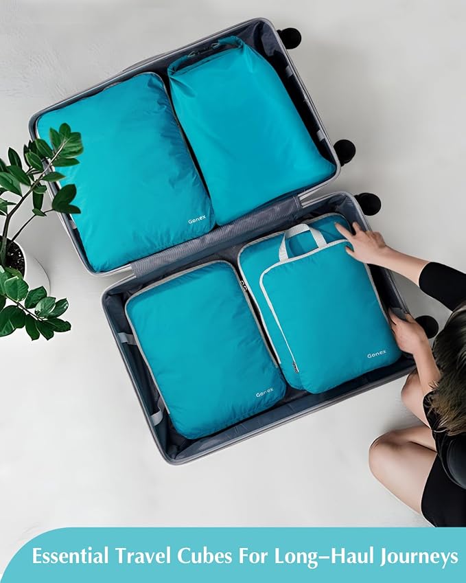 Gonex 5-Piece Compression Packing Cubes with Laundry Bag | Double-Zip Compression, Space-Saving Design, Ripstop Fabric, Carry-On & Backpack Friendly, Family & Business Travel - Image 9