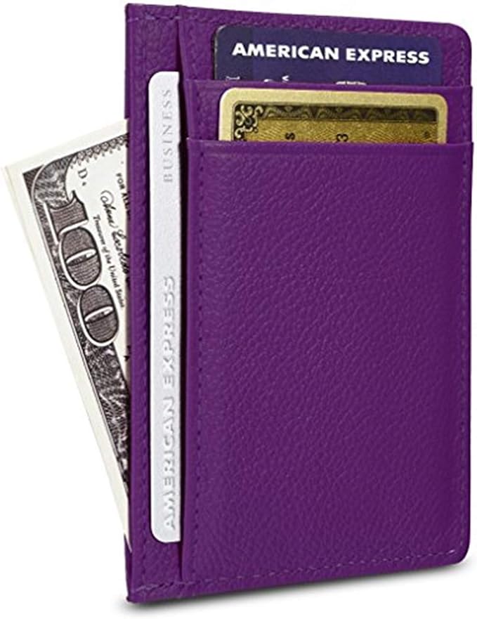 KALMORE womens Credit Holder Genuine Leather Slim Minimalist Card Case Wallet, Black With Id Window - Image 2