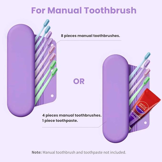 Silicone Electric Toothbrush Travel Case, Manual Toothbrush Travel Cover for Men and Women,Toothbrush Holder for Travel,Gym and More, Fits Most Manual and Electric Toothbrushes - Purple - Image 3