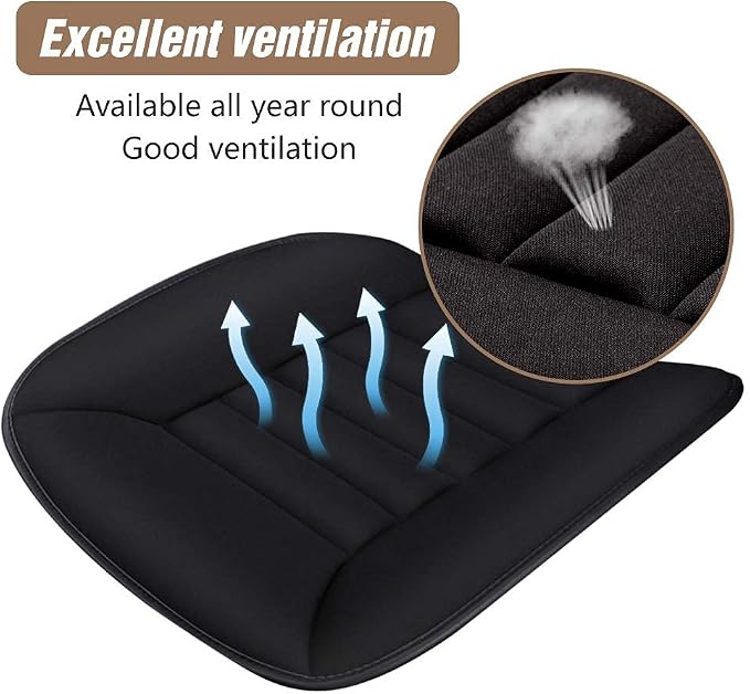 Car Seat Cushion Pad 1.2" Thick Comfort Seat Protector for Car Driver Seat Office Chair Home Use Memory Foam Seat Cushion with Non Slip Bottom, 20'' x 18.5'', Black - Image 3