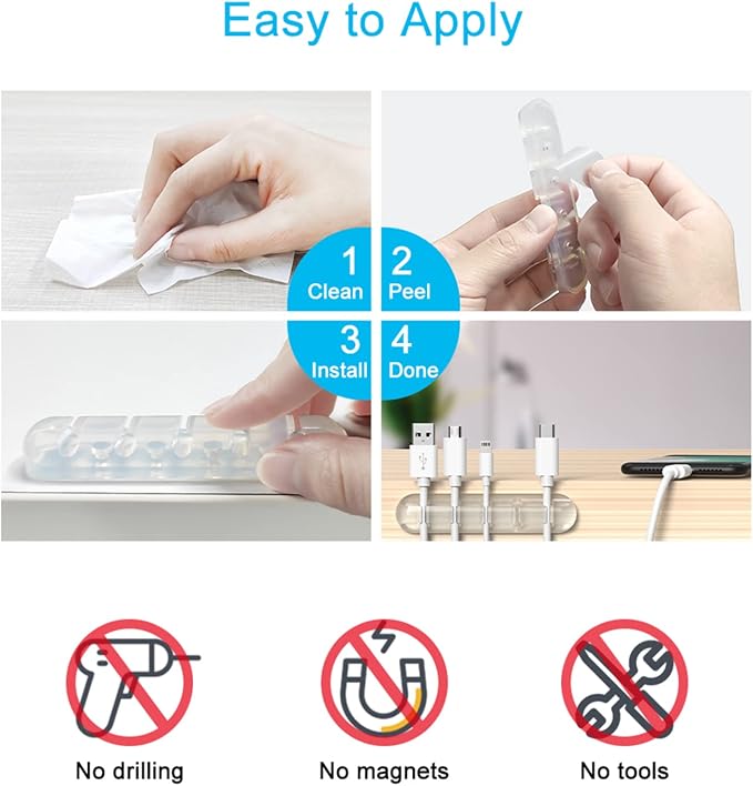 Cord Organizer, Clear Cable Organizer Cord Holder, Wire Organizer USB Cable Management Cord Keeper, 3 Packs Cable Clips for Car Home and Office (7, 5, 3 Slots) - Image 5