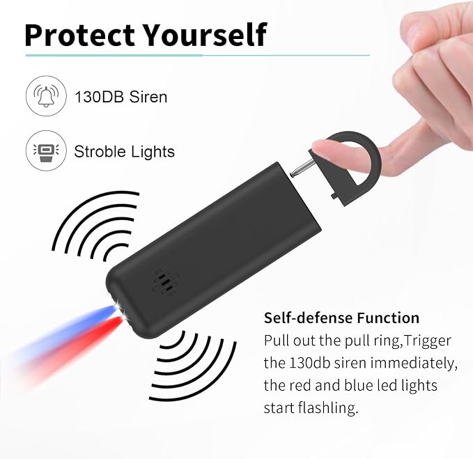 3-in-1 Personal Alarm Keychain with Apple Find My - 130dB Emergency Siren, LED Strobe Flashlight, GPS Tracker Keychain for Women, Kids, Seniors - Real-Time Location, Anti-Loss, iOS Only - Image 3