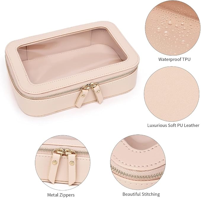 Pinkmik Clear Makeup Bag Transparent Travel Case for Cosmetics and Toiletries Women's Clear Car Bag with Zipper (Pink, Small) - Image 5