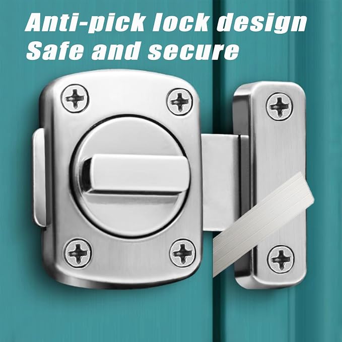 Bathroom Stall Door Latch Inner Door Reinforcement Lock | Night Latches Anti-Prying, Zinc Alloy, French Door Locks, Single-Direction Swing Door - Image 3