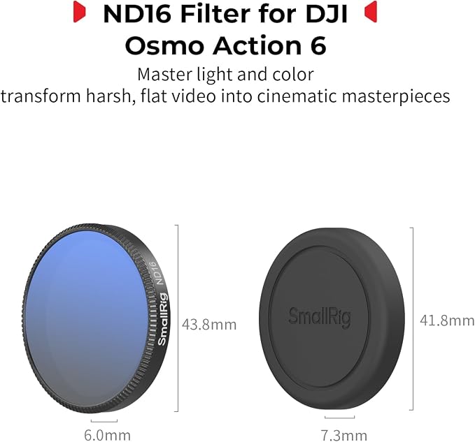 SmallRig ND16 Filter for DJI Osmo Action 6, Snap-On Polarizing Neutral Density Filter, with Lens Silicone Cover & Cleaning Cloth, HD Optical Glass/Multi-Coated - 6084 - Image 2