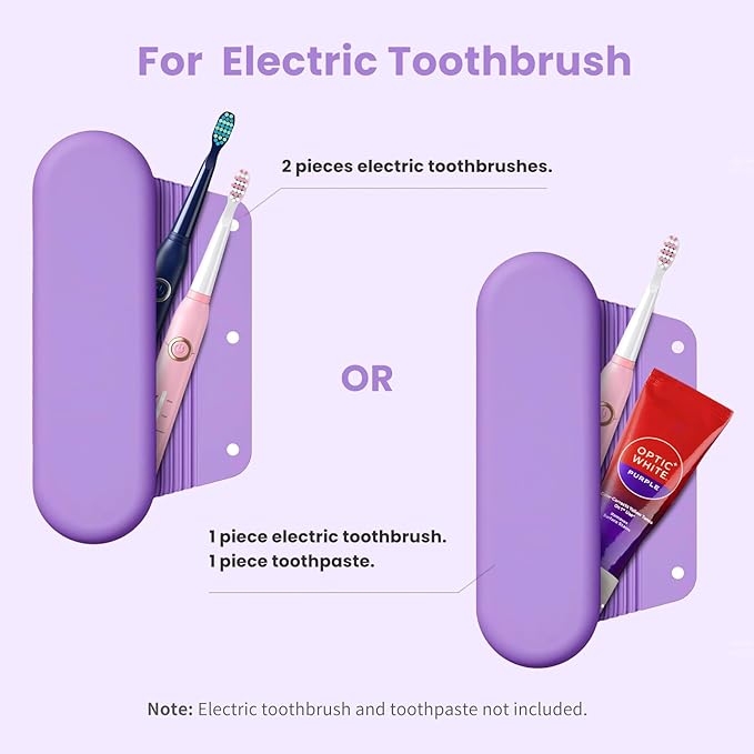 Silicone Electric Toothbrush Travel Case, Manual Toothbrush Travel Cover for Men and Women,Toothbrush Holder for Travel,Gym and More, Fits Most Manual and Electric Toothbrushes - Purple - Image 2