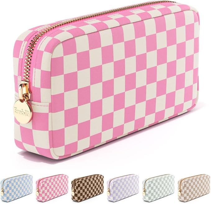 Makeup Bag for Women, Travel Cosmetic Organizer, Waterproof Toiletry Pouch | Small Nylon Cosmetic Bag with Zipper, Water-Resistant Beauty Pouch for Purse, Travel Essentials, Make up Case by Embla