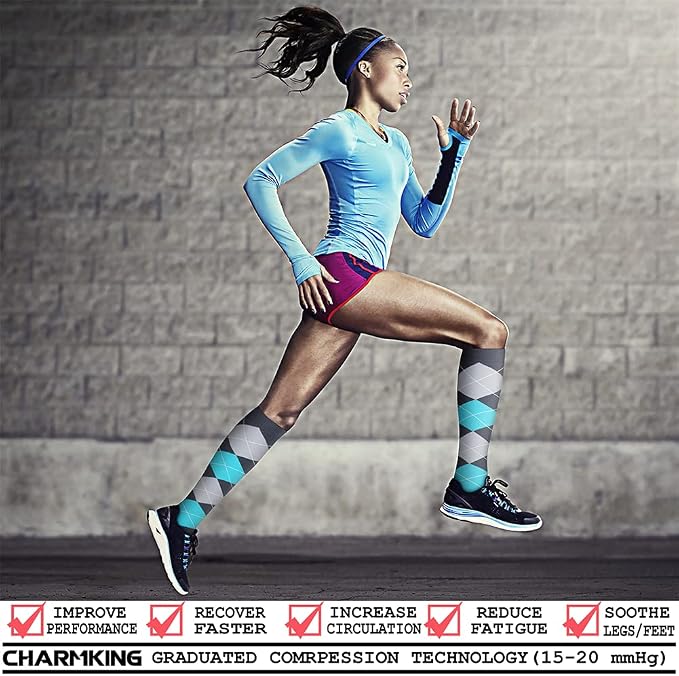 CHARMKING 6 Pairs-Compression Socks for Women & Men Circulation Best Support for Nurses, Running, Athletic,Flight Travel - Image 2