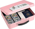 KYODOLED Pink Safe Box with Digital Keypad Lock, Lock Box with Code for Personal Items, Metal Security Box for Cash, Passport, Jewelry, Ideal for Home, Office, Garage Sale, 11.8'' x 9.4'' x 3.5'' by KYODOLED