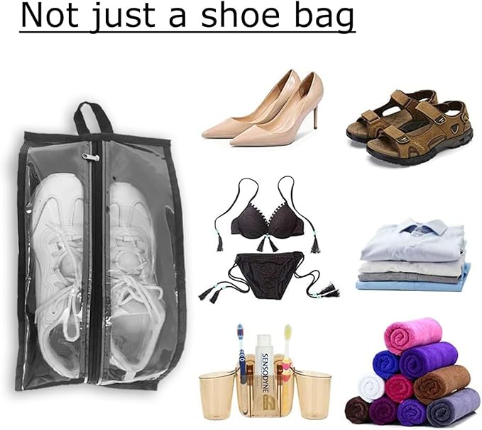 Shoe Bags for Travel 6 Pack Large Multi-color Shoe Pouch for Men Women Waterproof Translucent Portable Shoe Organizer bag with Sturdy Zipper and Handle - Image 6
