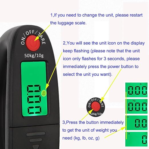 110lb 50kg Portable Digital Hanging Luggage Weight Scale Postal Scales, 2 AAA Batteries (Not Included) (Black) - Image 2