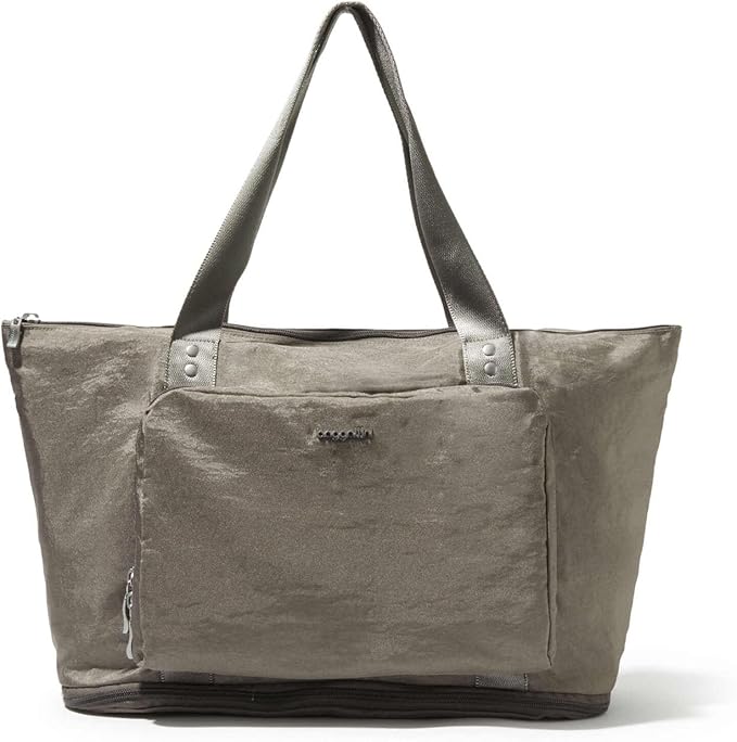 Baggallini Carryall Expandable Lightweight Travel Tote 22" Packable Folding Compact Nylon Washable Weekender w/Luggage Sleeve by baggallini