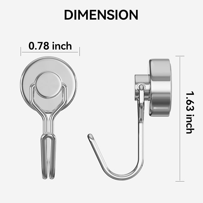 Tohoer Magnetic Hooks, Neodymium Magnet Hook Heavy Duty 30LBS with Rust Proof for Cruise Essentials, Indoor Outdoor Hangers Hanging, Refrigerator, Fridge, Grill, Tools, Kitchen, Key Holders, Storage - Image 4