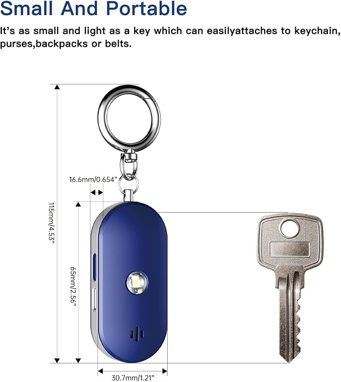 Personal Safety Alarm for Women, 130dB Rechargeable Keychain Alarm with Dual Speakers, LED Strobe Light, Low Power Indicator and USB-C Charging, (Blue) - Image 7