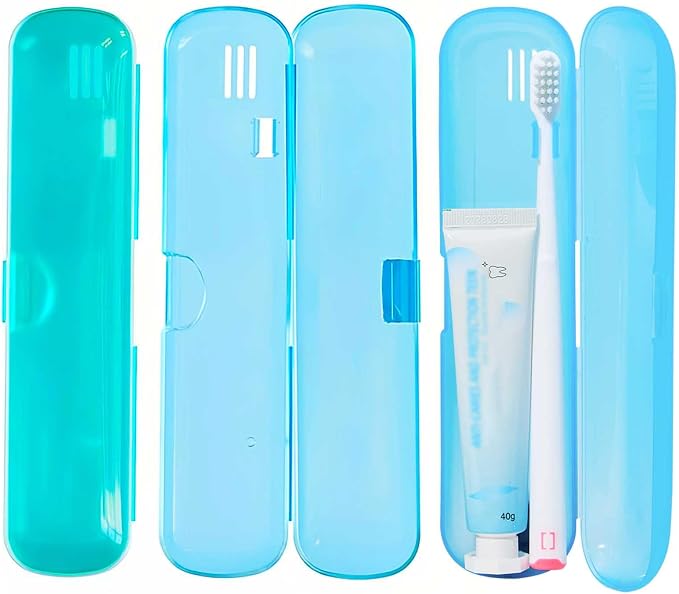 2 Packs Breathable Toothbrush Travel Case, Travel Tongue Scraper Case | Compact Portable Toothbrush Travel Holders for Business Trips, Vacation, Camping, Cruise, Sleepovers, Travel, Gym, Office by MYLDH