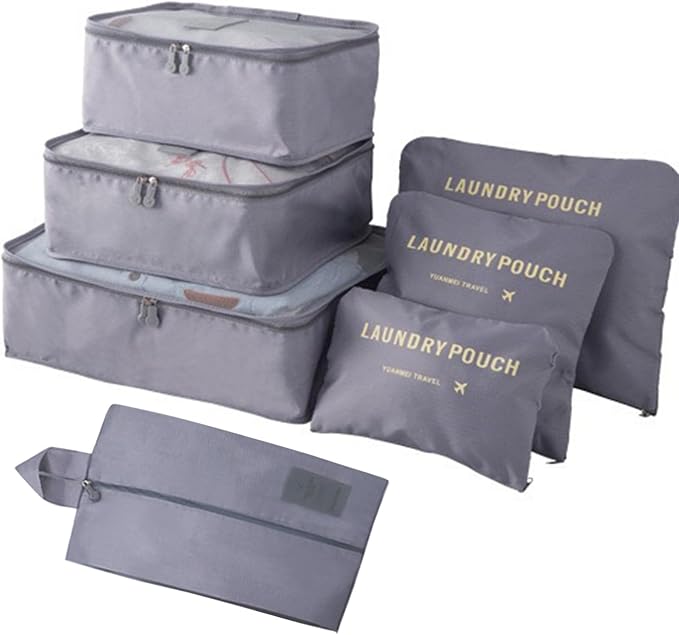 INVODA 7 Set Packing Cubes for Suitcases Travel Essentials for Carry on Luggage Organizer Bags Set for Travel Accessories Luggage Cubes (Grey) - Image 9