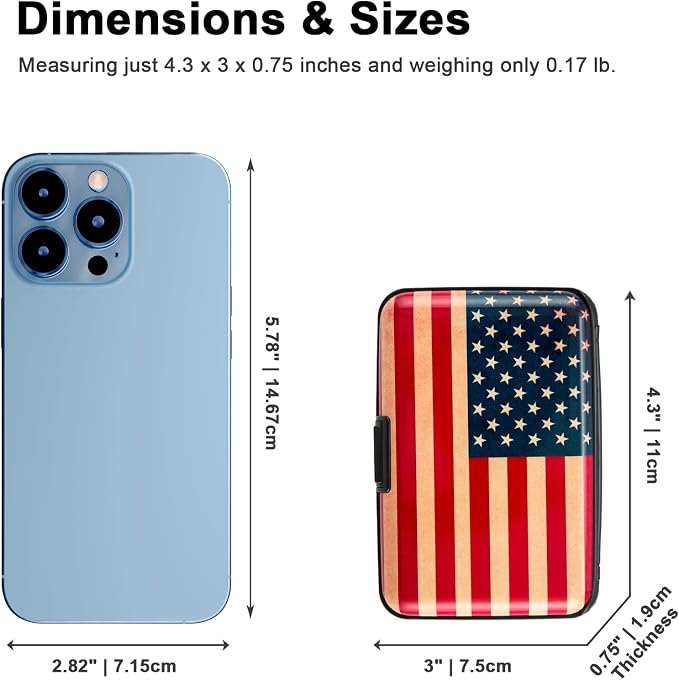 Credit Card Holder Wallet for Women Men RFID Blocking Small Metal Business Aluminum Protector Sleeves Slim Mini Cards Case (American Flag) - Image 5