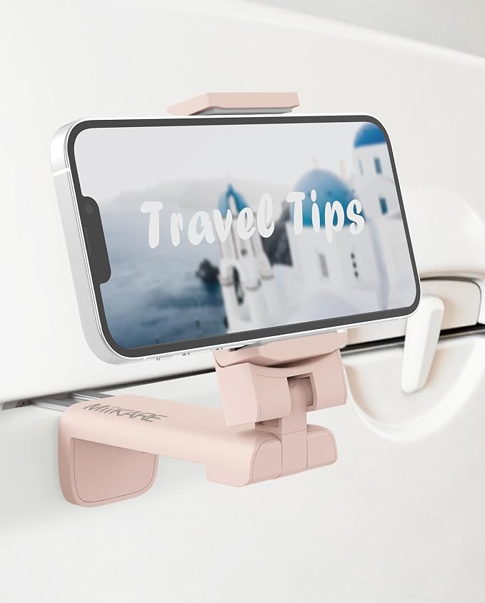MiiKARE Airplane Phone Holder Mount, Plane Travel Essentials, Pink | Universal Hands-free Phone Holer with 360° Rotation for Flying, Accessory Travel Must Haves Phone Stand for Desk, Tray Table by MiiKARE