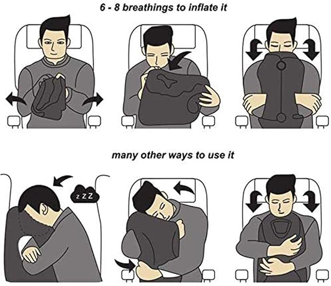 Inflatable Travel Pillow for Airplane, Inflatable Neck Air Pillow for Sleeping(Blue) - Image 2