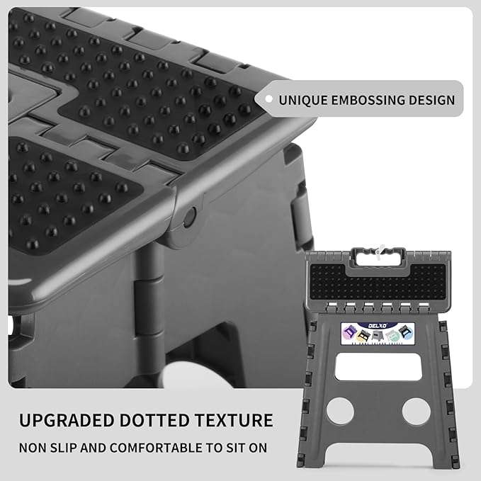 Delxo Folding Step Stool 13 Inch,300 Lbs Step Stool for Adults Dark Grey | Foldable Step Stool 13",Non-Slip Foot Stools with Handle,Lightweight Collapsible stools for Kitchen,Bathroom,Bedroom,Garden - Image 5