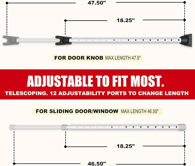 Door Security Bar & Portable Door Lock with Alarm (White) – High-Grade Iron Door Jammer & 130dB Alarm for Home, Apartment, Hotel & Travel Safety – (Black) - Image 7