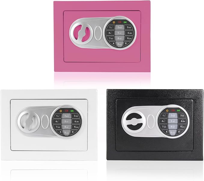 Pink Safe Box with Sensor Light, Electronic Digital Keypad, Steel Construction, Hidden, Small Safe for Office, Home, Hotel - Image 8