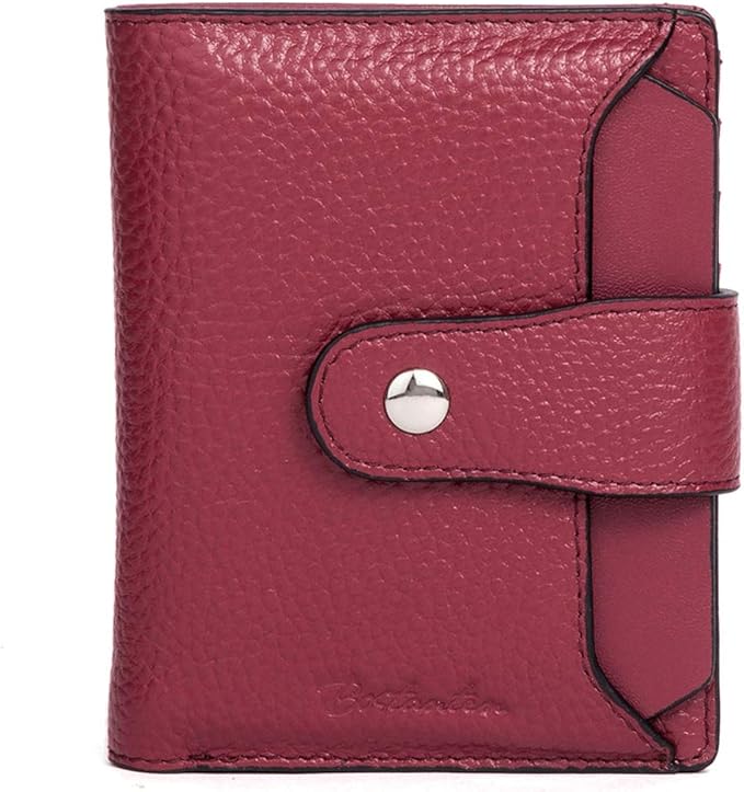 BOSTANTEN Leather Womens Wallet Small RFID Blocking Credit Card Holder | Removable ID Window, Zipper Coin Pocket, Bifold, Minimalist, Fits Small Purses, Daily Use, Ladies Gifts, Red by BOSTANTEN