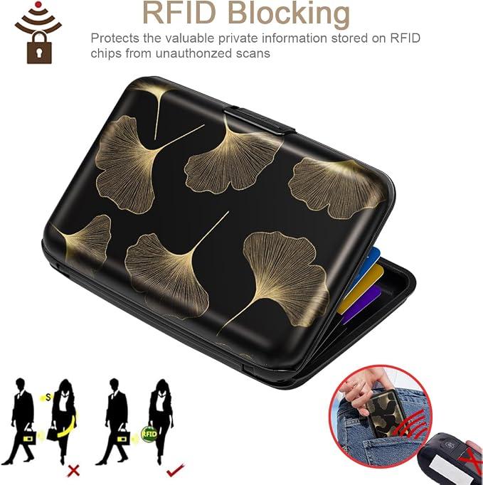 Coco Rossi Credit Card Holder RFID Aluminum Small Mini Wallet Women | Metal Wallet, Business Cards Holder, ID Case, Slim Sleeves, Womens Girls Gift, Carry Proof Wallets for Travel, Ginkgo - Image 4