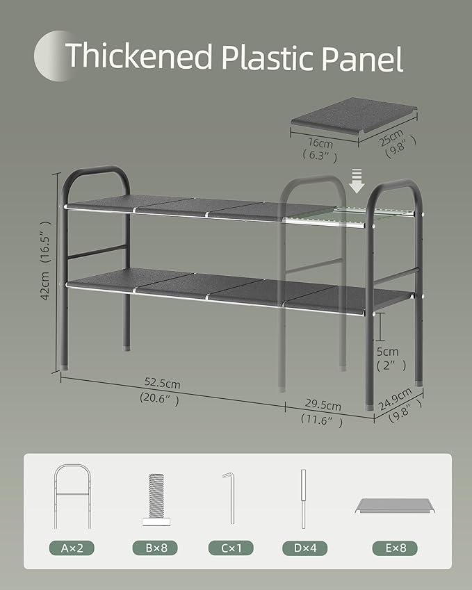 Under Sink Organizers and Storage,Expandable under cabinet organizer Shelf | 2 tier expandable shelf for kitchen,bathroom,shoe rack,8 Removable ABS Panels,Adjustable partition height,20.6-32.2" W,2 Pcs - Image 3
