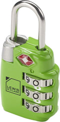 Lewis N. Clark Travel Sentry TSA-Approved Luggage Lock, Large 3 Dial Combination with Easy Read Dials - Green by LewisNClark