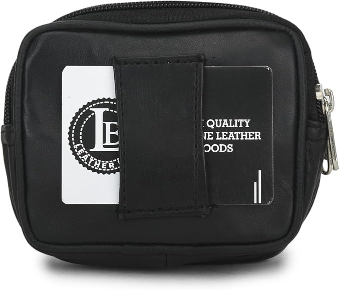 Leatherboss Genuine Leather Travel Outdoor Hiking Belt Pouch with Zipper Pocket Wallet for men women (Black) - Image 4