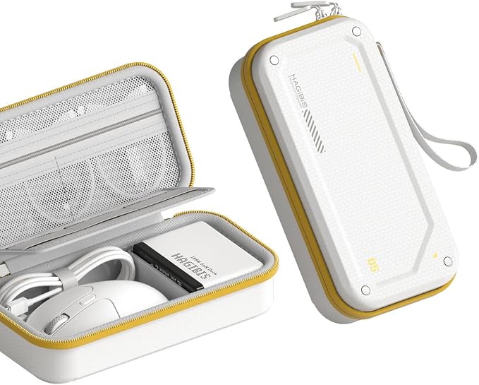 Hagibis Electronic Organizer Traveling Case Bag EVA Hardshell PU Portable Carrying Pouch for Mouse, Charger, Cables, Power Bank, SD Cards, USB Flash Disks, Accessories (White) by Hagibis