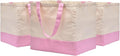3 Pack Canvas Reusable Grocery Bags Heavy Duty, 8.3 gal Foldable Large Tote Bag with Handles, Holds 60 lbs Canvas Shopping Bags & Washable Eco-friendly Bags with 5 Pockets, Pink+Off white by CNaiyunpin