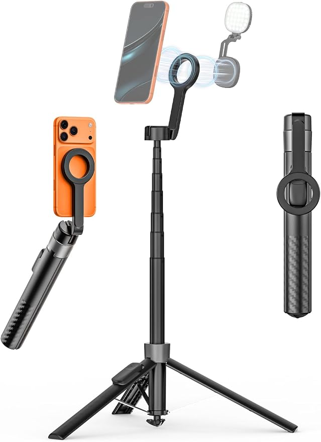 69" Magnetic Phone Tripod for iPhone w/Remote Control UPT-01M | For iPhone 12-17 & Android, 360° Rotation, Compatible w/ MagSafe, Magnetic Ring Attached,Video Recording & Vlogging by USKEYVISION