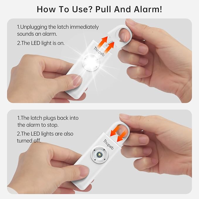 Personal Safety Alarm for Women – Superior Loud Siren & SOS Strobe | Premium Compact & Well-crafted Self Defense Keychain Alarm, College Dorm Essential, Variety of Colors (Metallic Silver) - Image 5