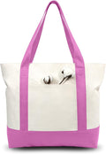 TOPDesign 3-Pack Canvas Tote Bags with an External Pocket, Reusable Grocery Shopping Bags, Top Zipper Closure, Daily Essentials (Light Purple/Natural) by TOPDesign