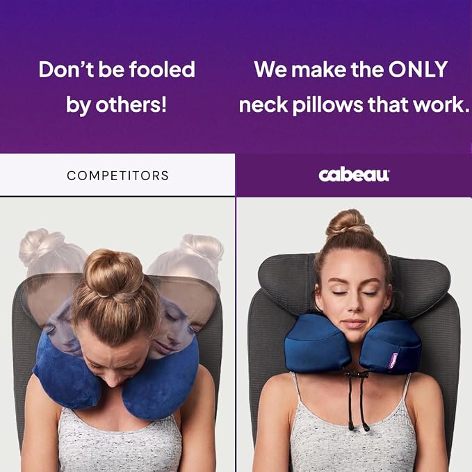 Cabeau Evolution S3 Travel Pillow – Straps to Airplane Seat – Ensures Your Head Won’t Fall Forward – Relax with Plush Memory Foam – Quick-Dry Fabric Keeps You Cool and Dry (Indigo)… - Image 3