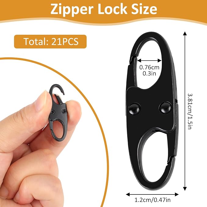 Phinus Lock Combo, Total 21PCS Clips Anti-Theft, S Shaped Zipper Locks, Locks Anti-Theft for Luggage, Clothing, Backpacks, Boots, Purses, Travel Outdoor Sports - Black - Image 2
