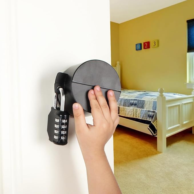 Door Knob Lock Out Device, Metallic Black，Without Drilling(Password Lock) Door Handle Lock,Cover to Disable The Doorknob/Faucet, Prevents Turning of Door Knob and Access to Keyhole，Childproof - Image 2